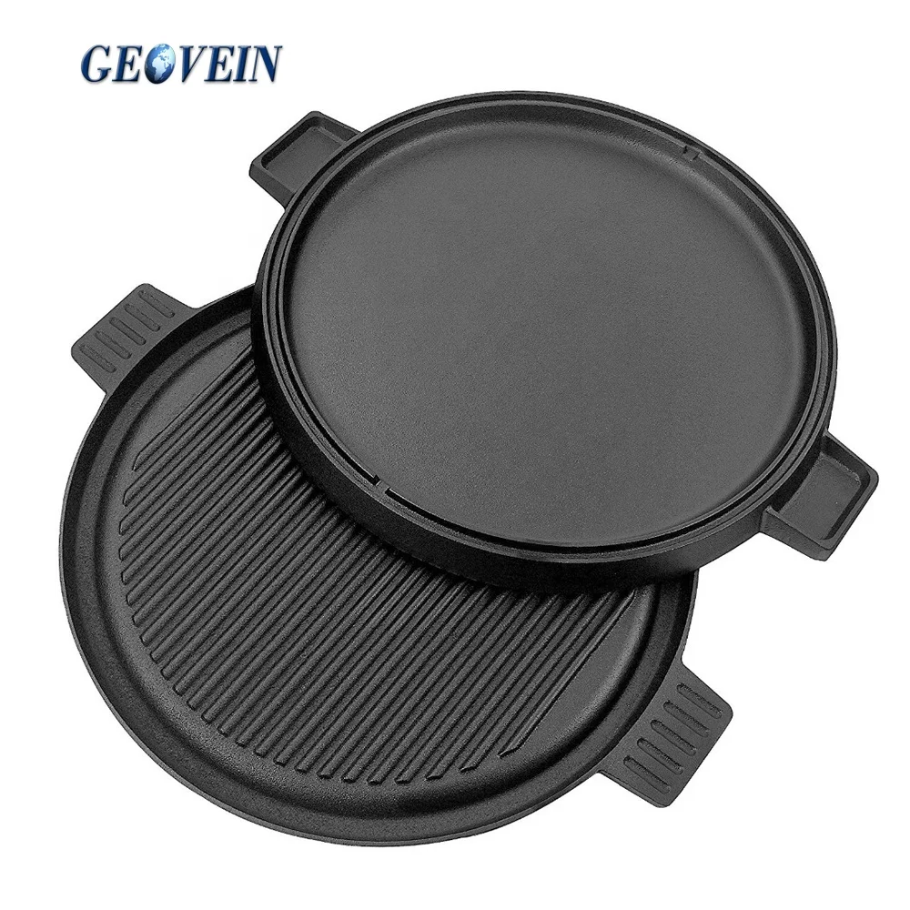cast iron round portable double sided