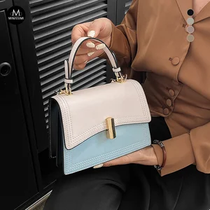 Fashionable Bolsos De Mujer Contrast Color PU Leather Bag Sling Bags Ladies Crossbody Shoulder Bag for Women