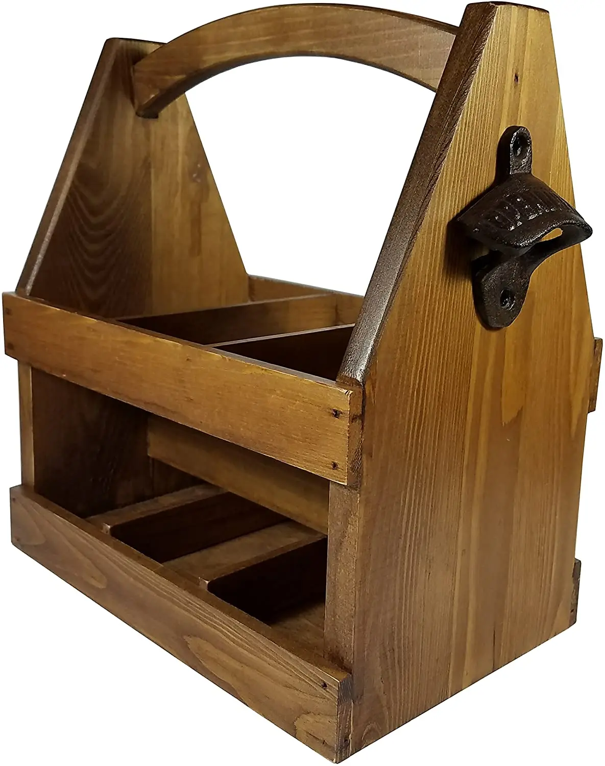 Деревянный пивной держатель-ручная работа деревянный держатель для бутылок с открывалкой вмещает 6 упаковок-изготовлен из сосны