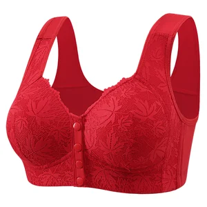 New Large Chest Mold Cup Fixed One Comfortable Breathable Wire-Free Bra Adjusted Solid Women's Smooth Jacquard Paired Breast