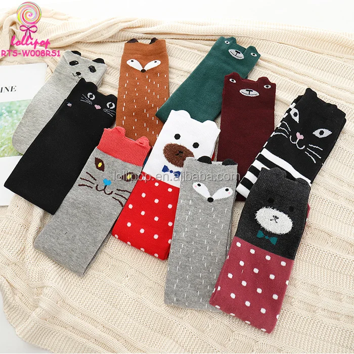 Calzettoni Alti ZUMUii Per Bambine – Simpatici Animaletti (orso, Gatto, Volpe), Cotone, Lunghezza 42 Cm, 3-12 Anni
