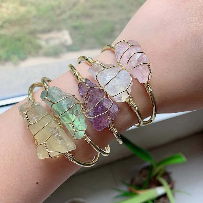 Crystal Cuff Bracelet Wire Wrapped - Innovated Visions Jewelry