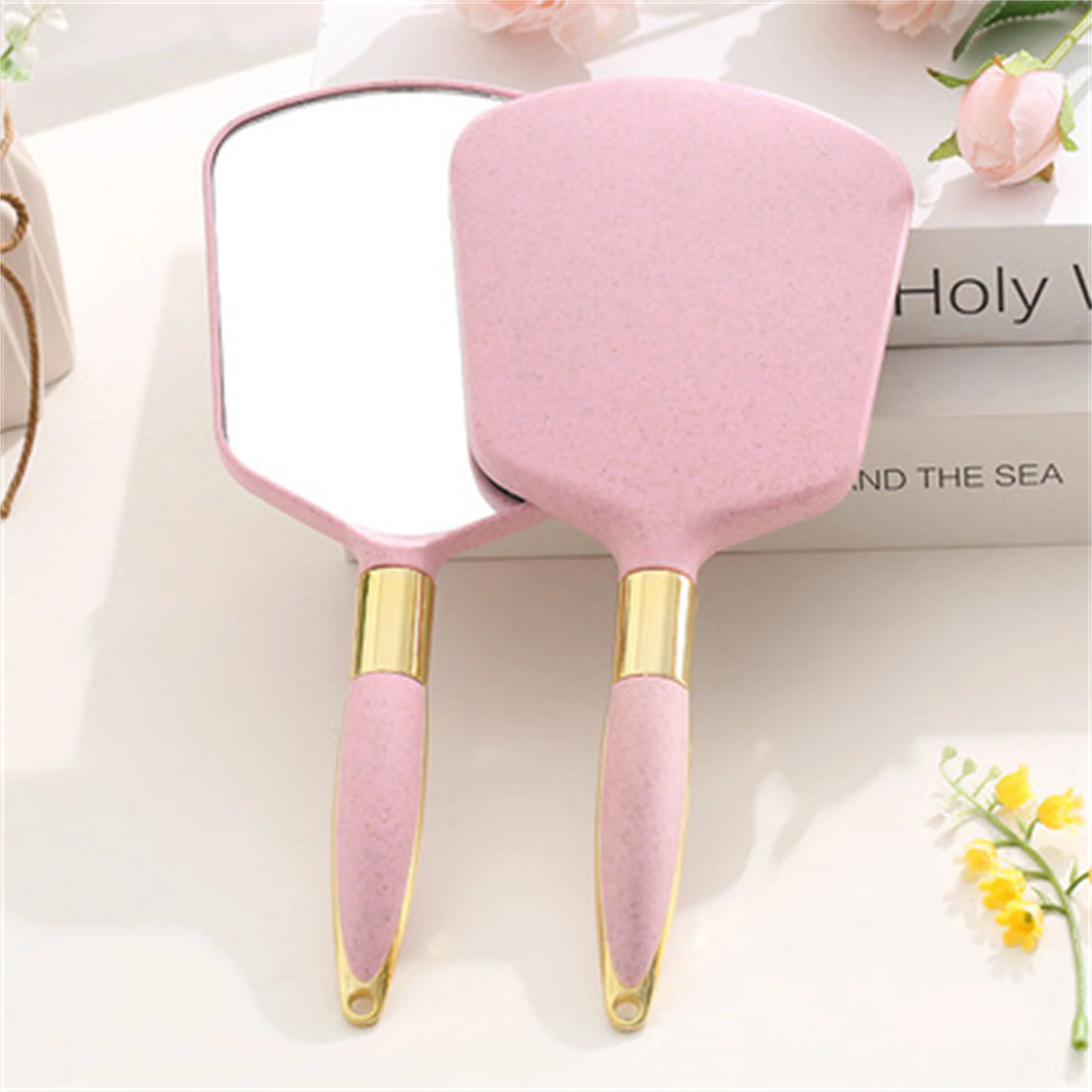 Private Label Custom Cosmetic Hand Mirrors for Women Small Compact ABS Plastic Square Design LED Features Pocket Usage Makeup