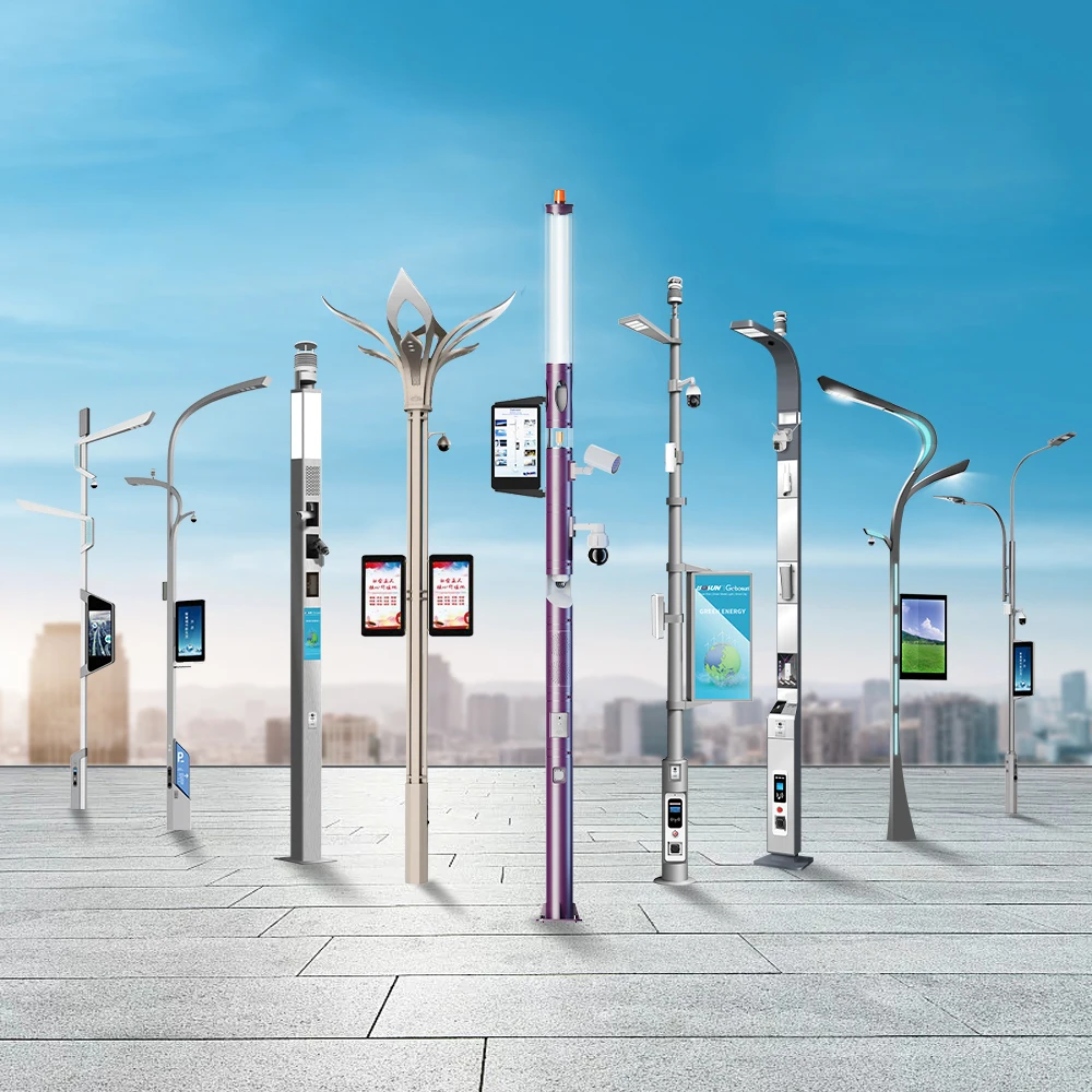 Уличный умный уличный фонарный столб Метеостанция Wifi/4G Полюс светодиодный дисплей городской