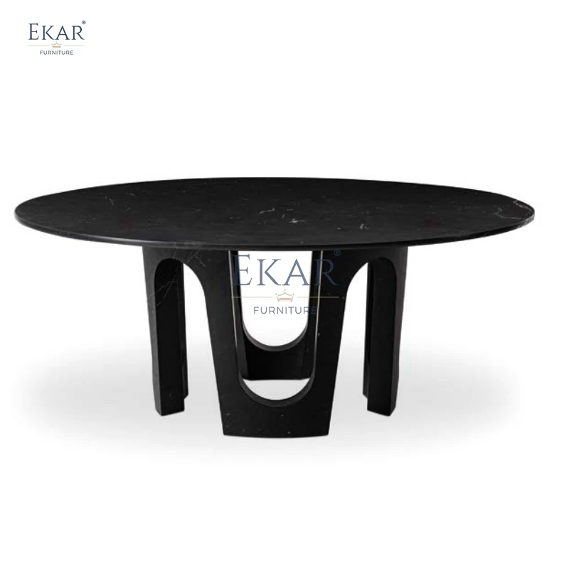 product modern dining table set elegant chinese luxury design sleek metal base home villa hospital use featuring marble wood materials-66