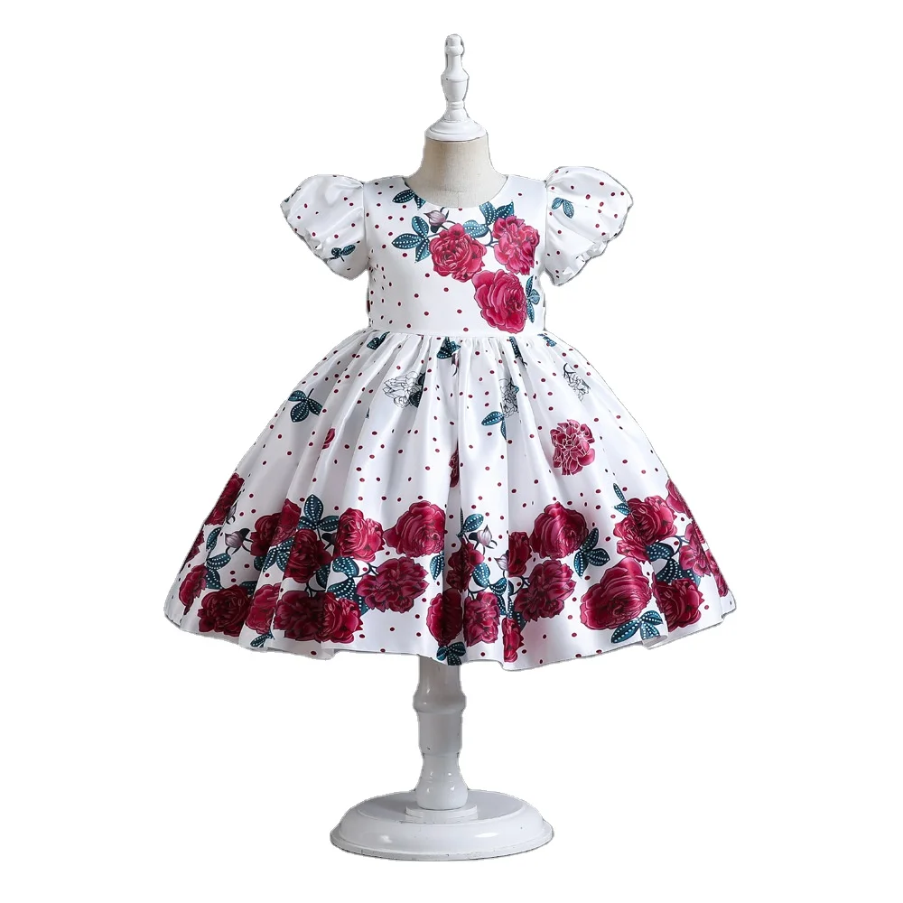 Flowers Girl Dresses Summer Big Bow Fashion Christmas Princess Dress Birthday Party Gift Years Kids Clothes 0