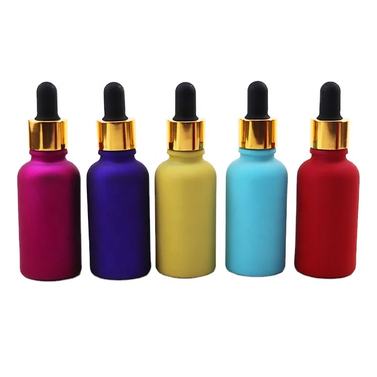 1 oz 2oz 4oz color glass dropper bottles for oil in stock tincture oil packing bottle with gold and silver lid