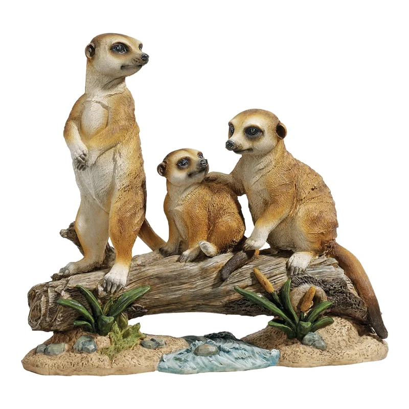 Meerkat Inflatable Outdoor Ornament Meerkat Family Figurine Garden Animal Statue Polyresin ...