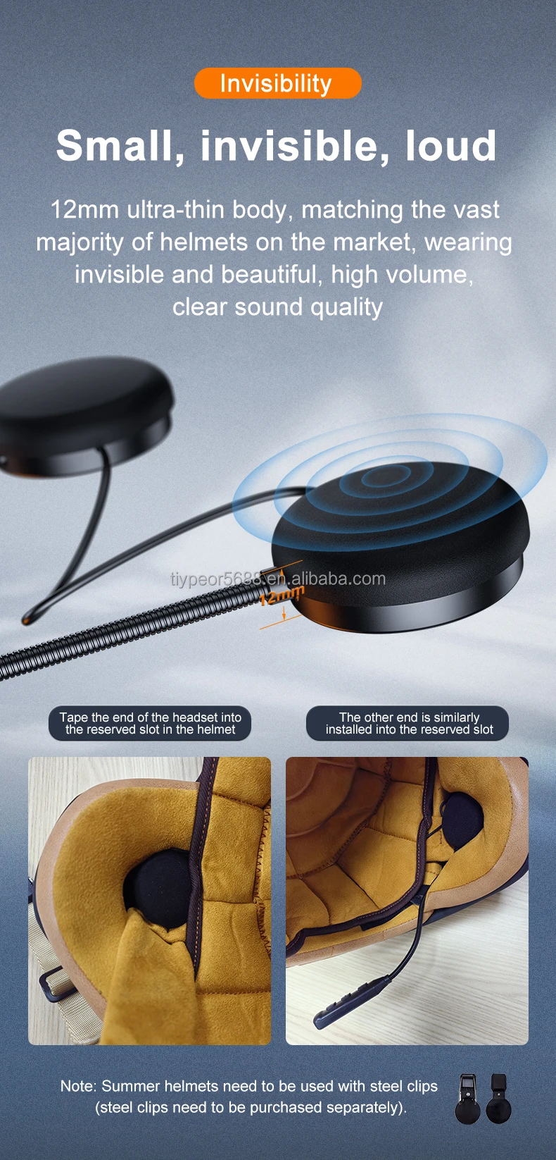 product tiypeor helmet build in headset for motorbike hands free noise reduction suitable for half face helmet with microphone for rider-10