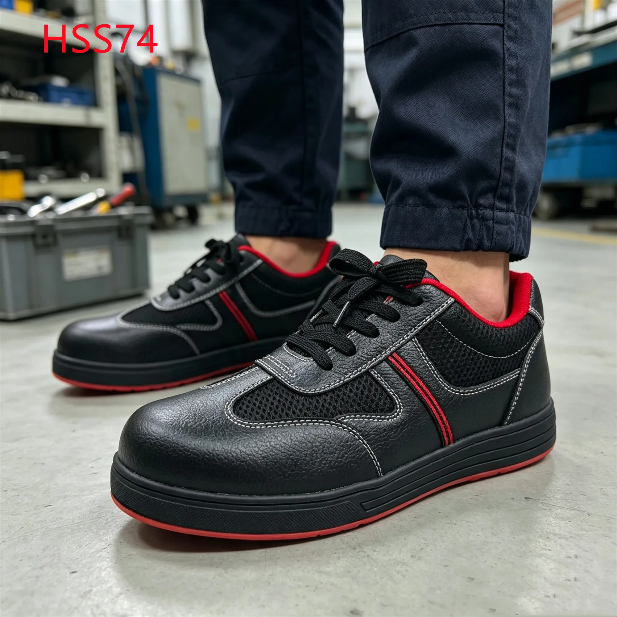 LXG,factory Floor Anti-puncture 1100N Red Sole Hua Singh Safety Boots Construction Team Anti-hit Fashion Leather Work ShoesHSS74