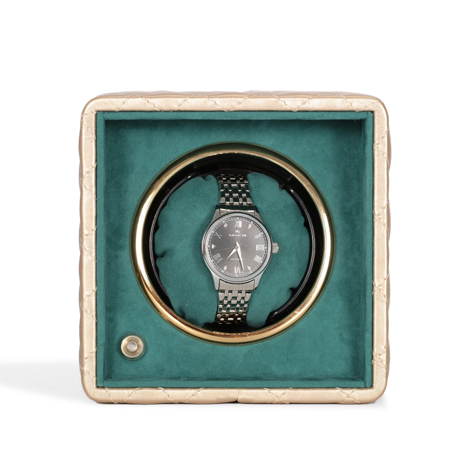 Best Golden Automatic Cover Square Leather PVC Velvet Watch Winder Box PVC Leather Case With PVC Material Wood Boxes Watches