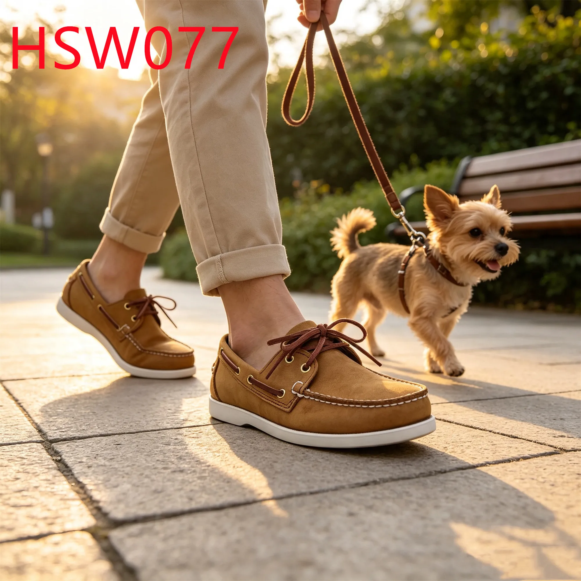 HY,Weekend Outing Top-level Nubuck Leather Honey Color Boat Shoes Lace up Style Handmade Hua Singh Moccasin Shoes HSW077