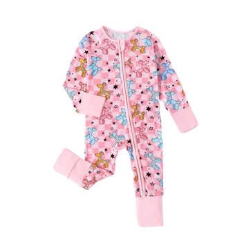 Children's Clothing New Baby Romper Bamboo Fiber Double-Headed Pull Sweet Plaid Balloon Breathable Baby Jumpsuit