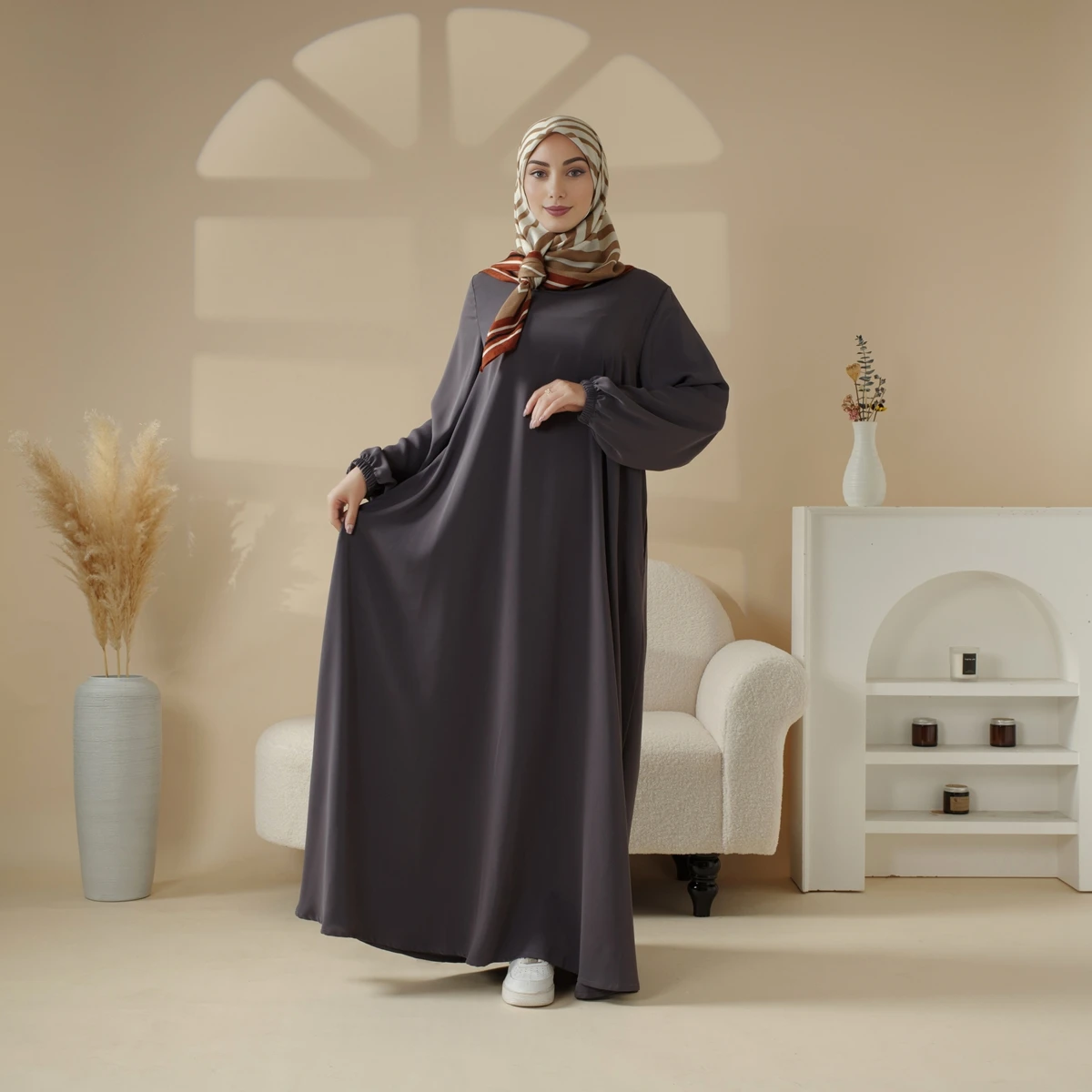 Essential Premium Versatile Pockets Umbrella Cut Abaya Muslim Long Sleeve Dress Prayer Abaya Islamic Clothes Keffiyeh Abaya