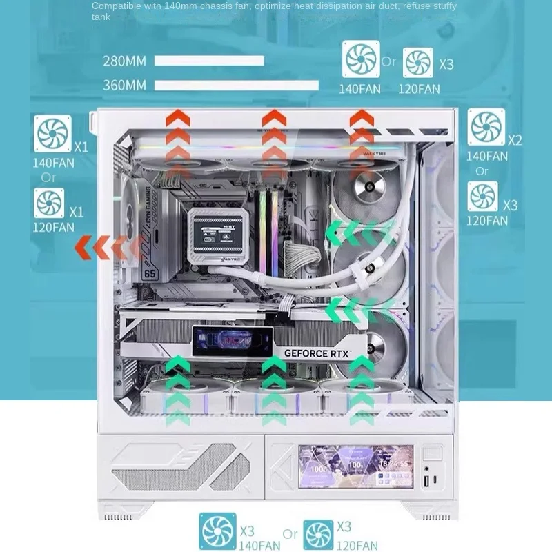 Valkyrie VK03 White Aluminum Mid Tower Gaming PC Case with 360