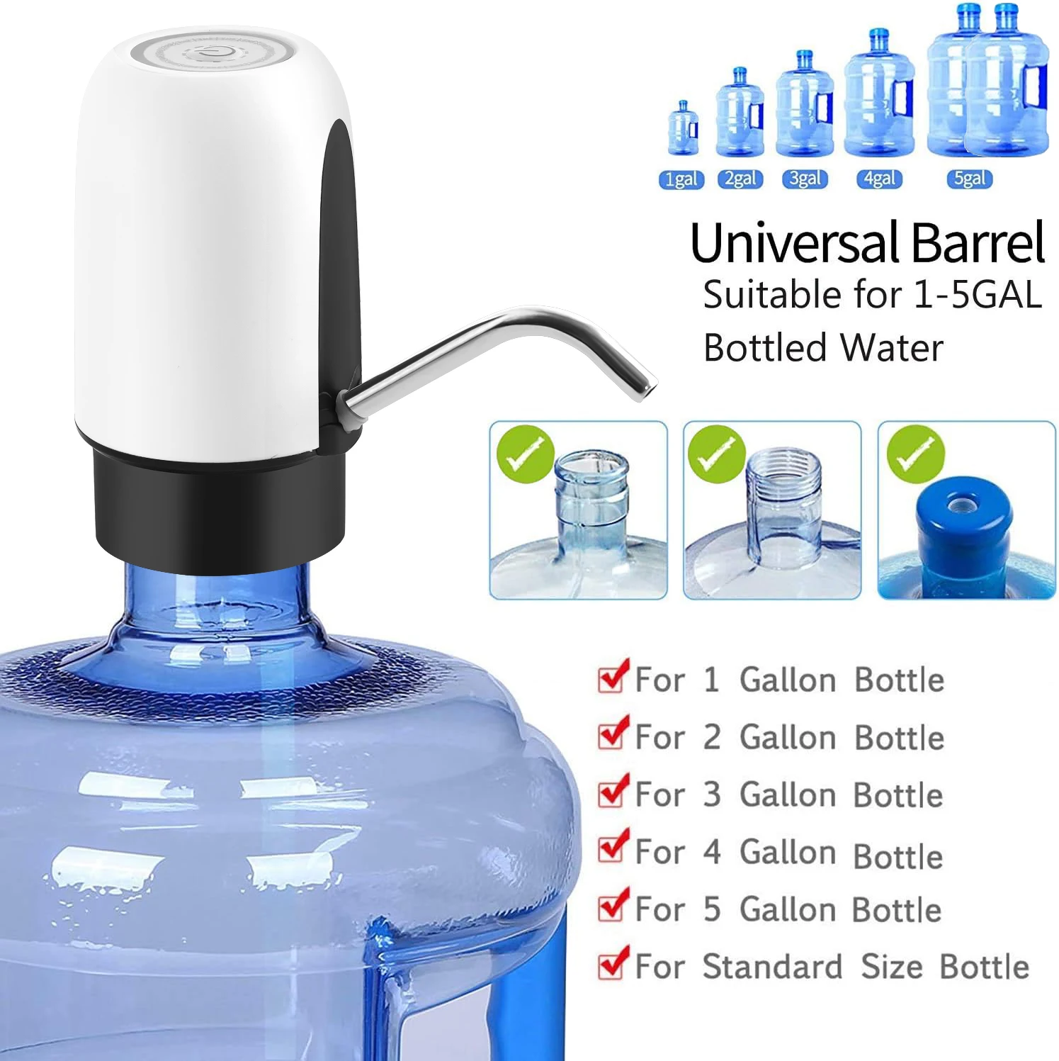 Adapter for Mini USB Charging Electric Automatic 5 Gallon Bottle with Pump Portable Battery-powered Drinking Water Pump