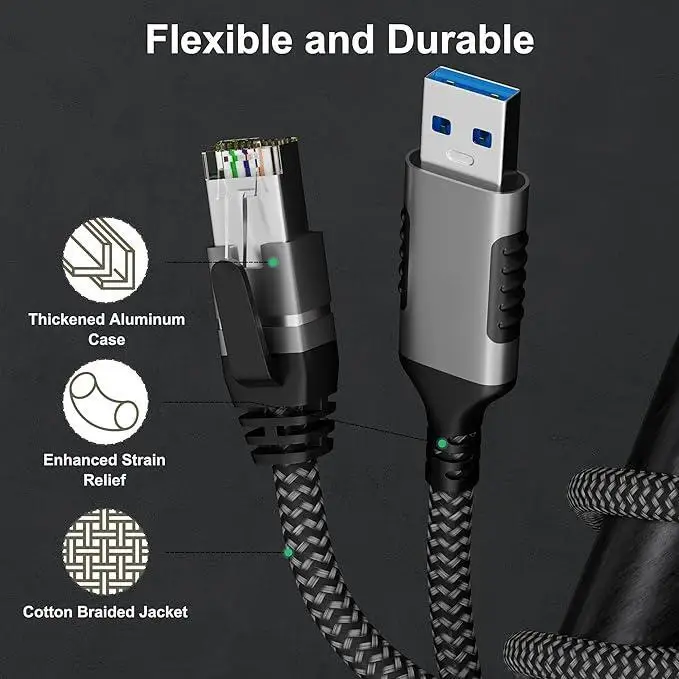 USB to Ethernet Cable 4 FT, USB 3.0 A Male to RJ45 Male Cord, Directly Connected, Aluminum Portable USB to RJ45 Gigabit LAN Netw