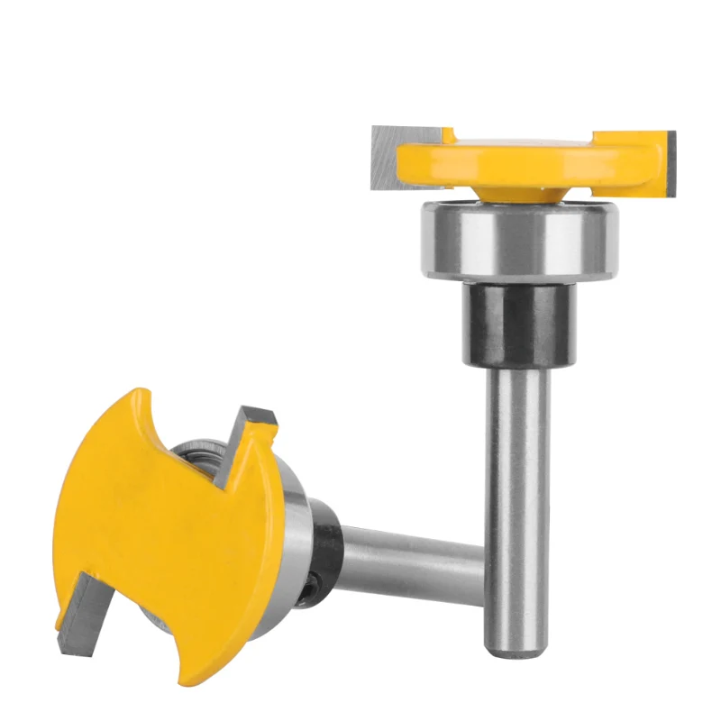 Mesee 1/4-Inch T-Slot Router Bit With Bearing – Carbide Tipped Woodworking Cutter For Grooving, Slab Flattening, MDF & Plywood, 1-1/4 Inch Cutting Diameter