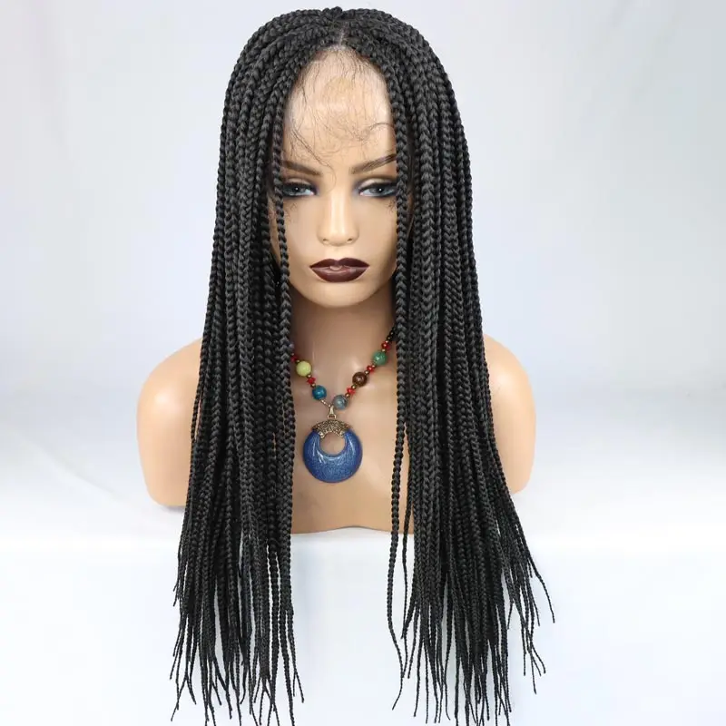 Synthetic Micro Knotless Cornrow African Glueless Lace Front Braid Wigs ...