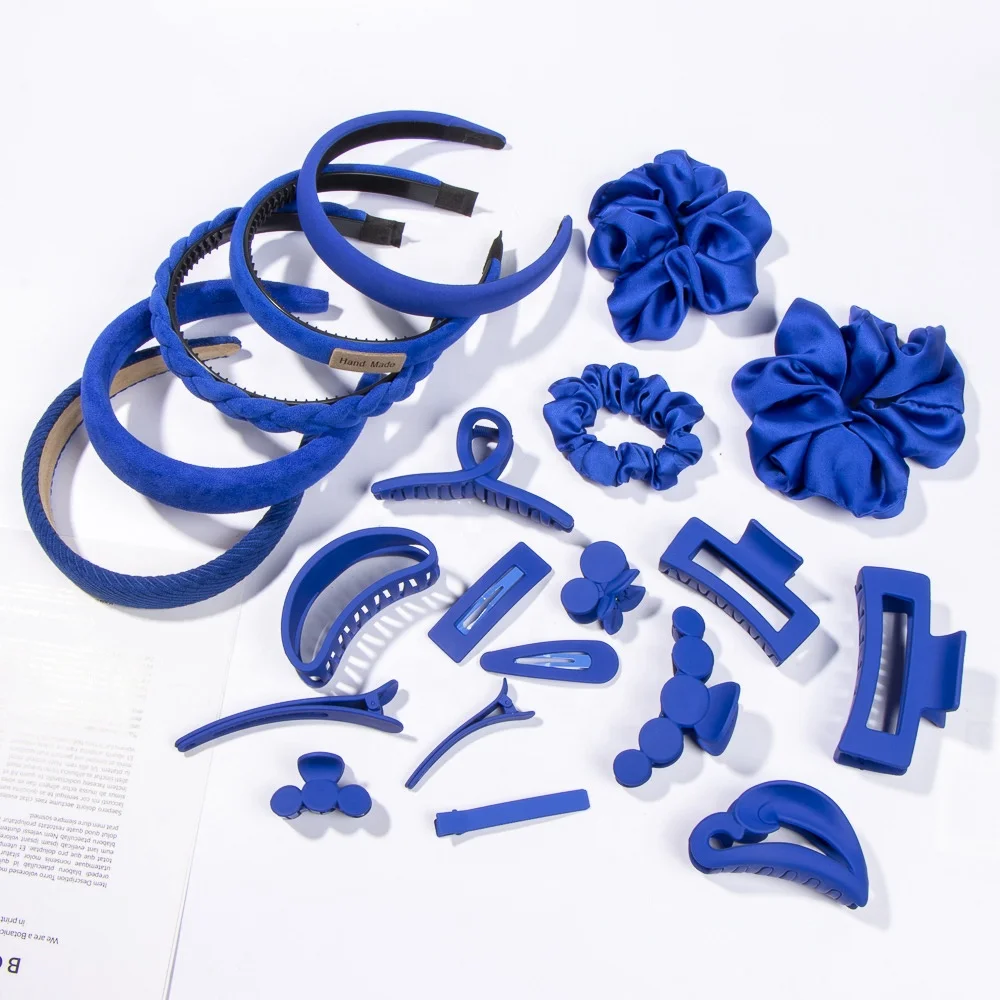 MIO Popular Klein Blue Hair Accessories Set Hair Clips Claw Scrunchies  Women Girls Headband Lady Hair Decorations Daily Life, image size:1000x1000