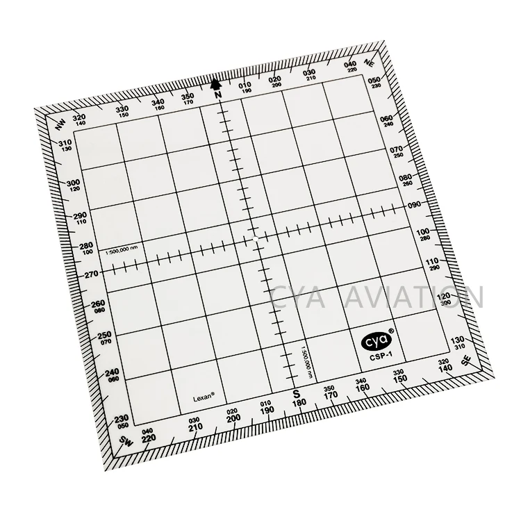 Customized Design Navigation square Protractor for Pilots Map Marking Nautical Miles Aviation Plotter