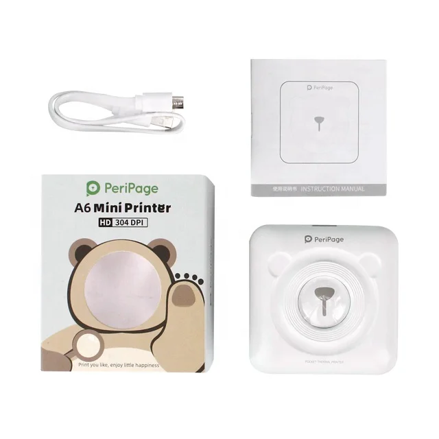 Peripage A6 304dpi Pos58 Portable  Handheld Sticker Machine Mini Photo Printer for Mobile Android Phone with Free APP