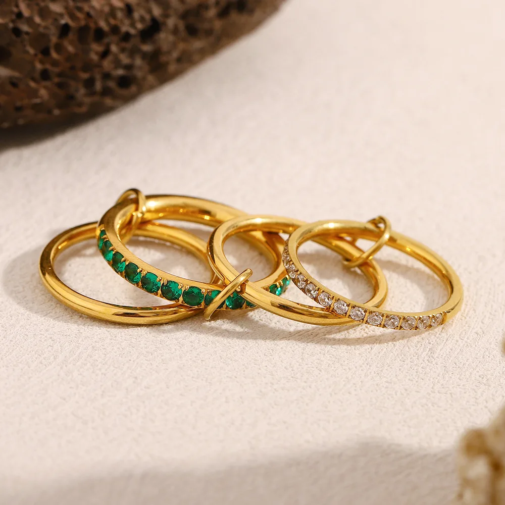 Set bracciale a quattro anelli placcato oro 18k con morganite_voghion.com