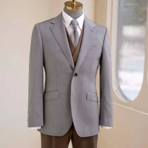 Men's High Quality Bespoke Wedding Suit 100% Wool Super British Fabric Single Breasted Haute Couture Design for Plus Sizes Men