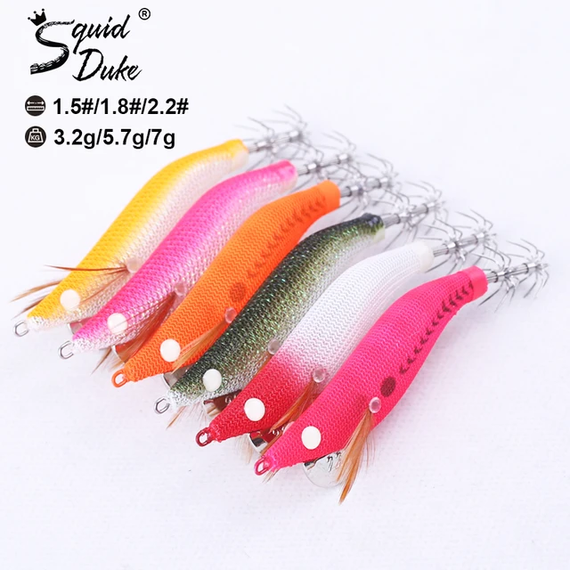 SquidDuke 1.5# 1.8# 2.2# glow EGI squid jig wood Shrimp Cuttlefish octopus fishing lure squid bait