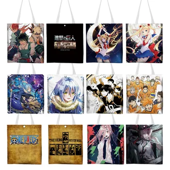Custom Print Tote Bag My Hero Academia JoJo Sailor Moon Cotton Canvas Anime Bag