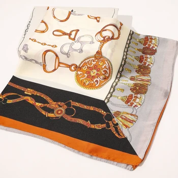 70*70 cm Custom Satin Designer Scarf For Women Luxury Scarf Satin Silk Square Scarf