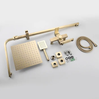 Luxurious Gold Wall Mounted Shower System Shower Set Big Stainless Steel Powerful Fixed Waterfall Shower Set