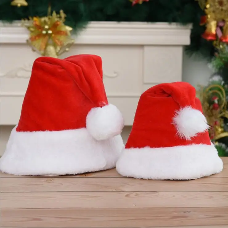 Sombrero de Terciopelo navideño con Adorno de Felpa KFZR Sombrero de Santa para Adultos de Unisex 