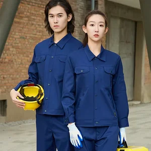 Dark Blue Worker Driver Jacket Workshop Maintenance Moisture Wicking Uniform Long Sleeved Suit Work Uniform Workwear