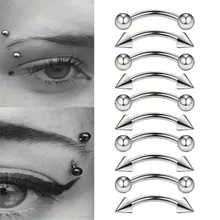 1Set(10Pcs) Eyebrow Piercing Jewelry Surgical Steel Curved Barbell 16G Tiny Eyebrow Ring Vertical Labret Lip Ear Rook Jewelry