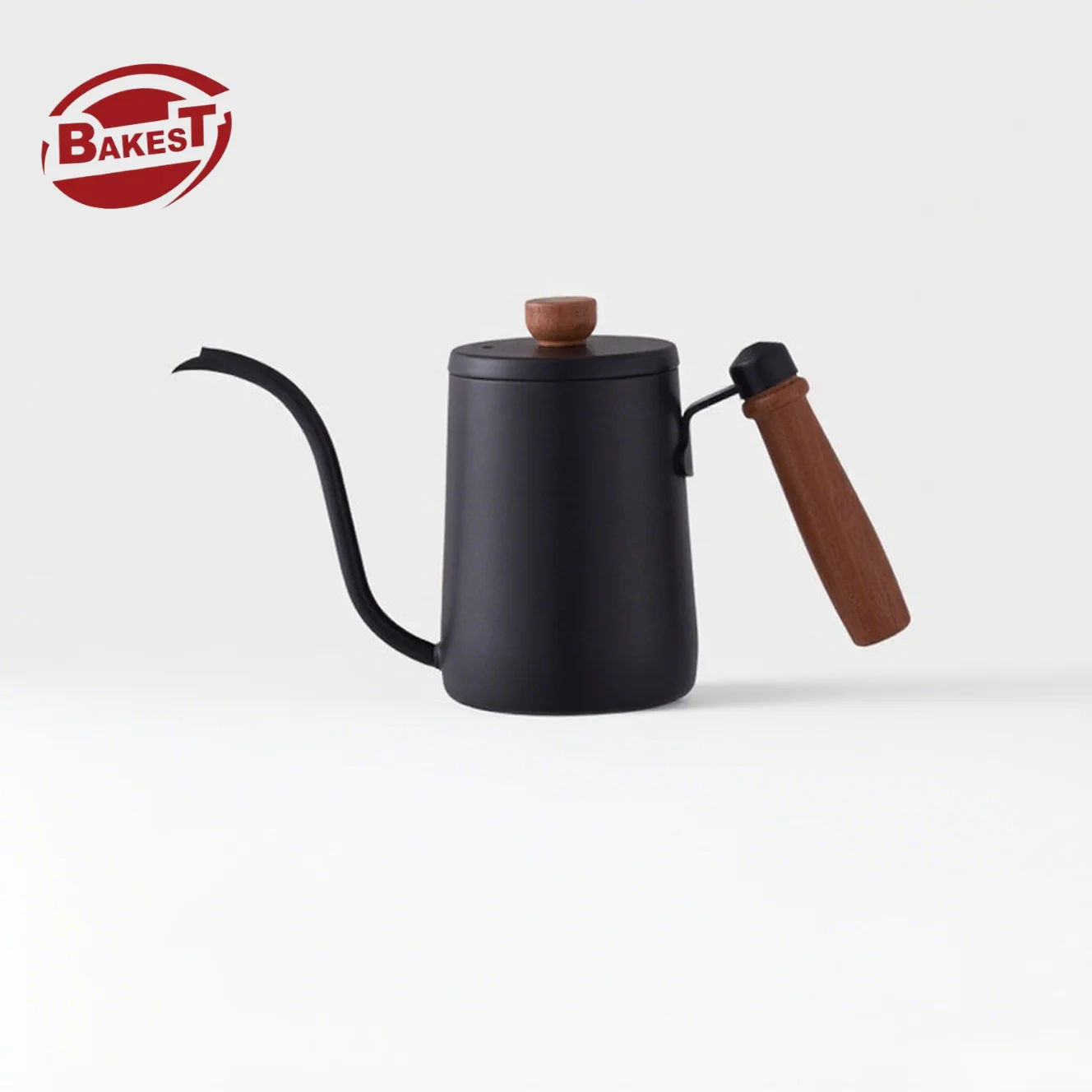 Light Luxury Style Hand-Brewed Coffee Pot with Wooden Handle and Stainless Steel Spout Practical Tea Set