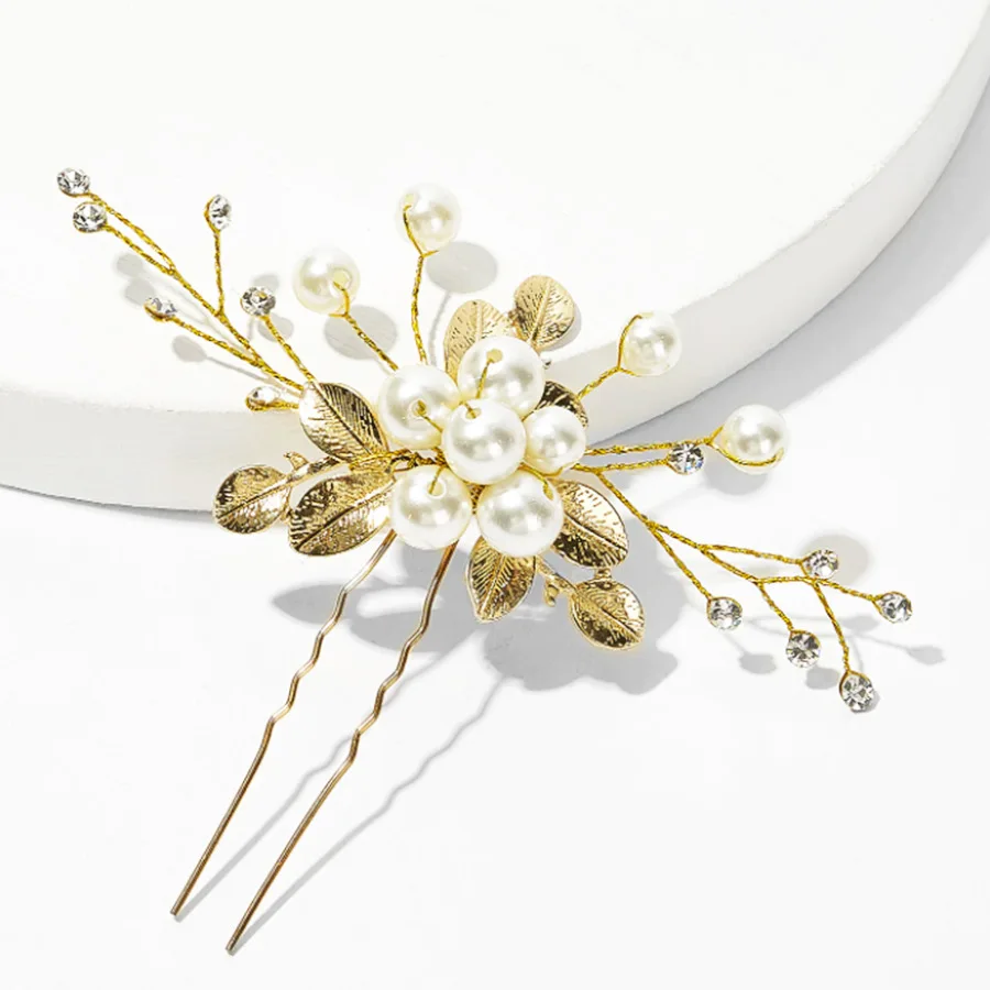 UK_ Women Flower Leaf Crystal Rhinestone Hair Barrette Clip Hairpin Jewelry Glit 