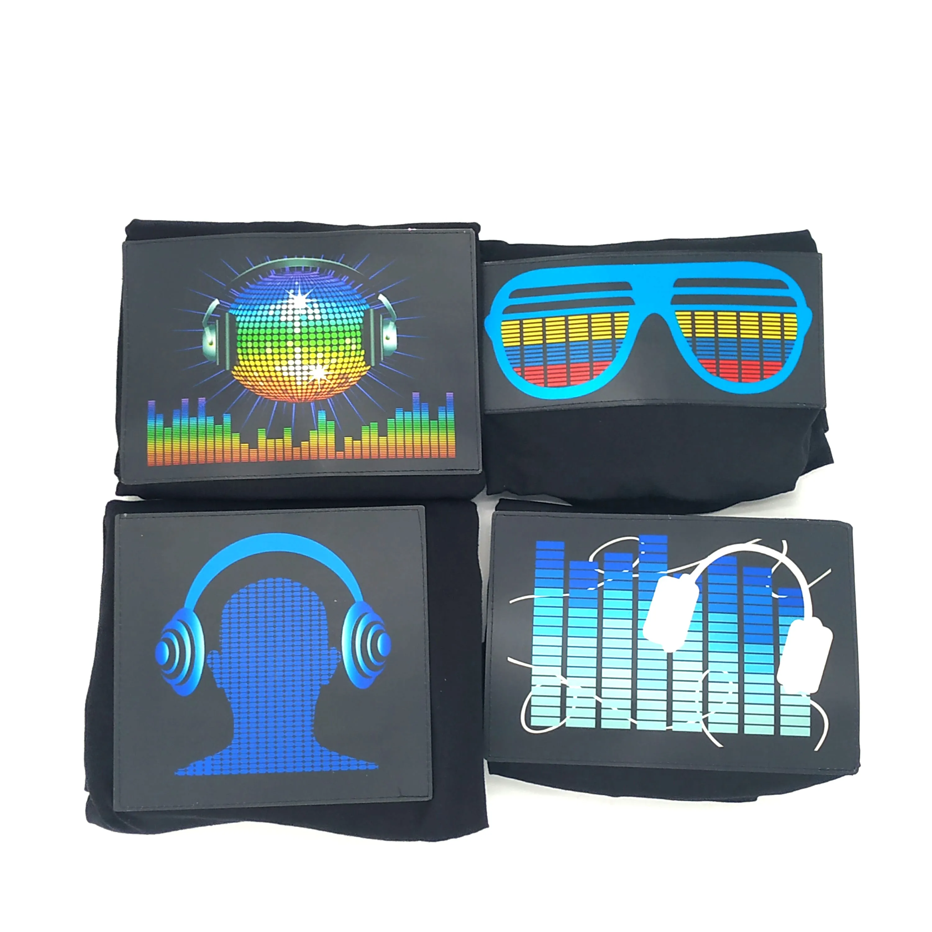 Wireless Sound Activated LED Music Light T Shirt Custom Design EL Flashing T Shirt El LED Glowing T Shirt For Party Christmas