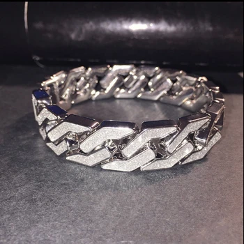 Fashionable Design High Quality Custom Jewelry Hip Hop Man Moissanite 925 Sterling Silver Diamond Link Chain bracelet