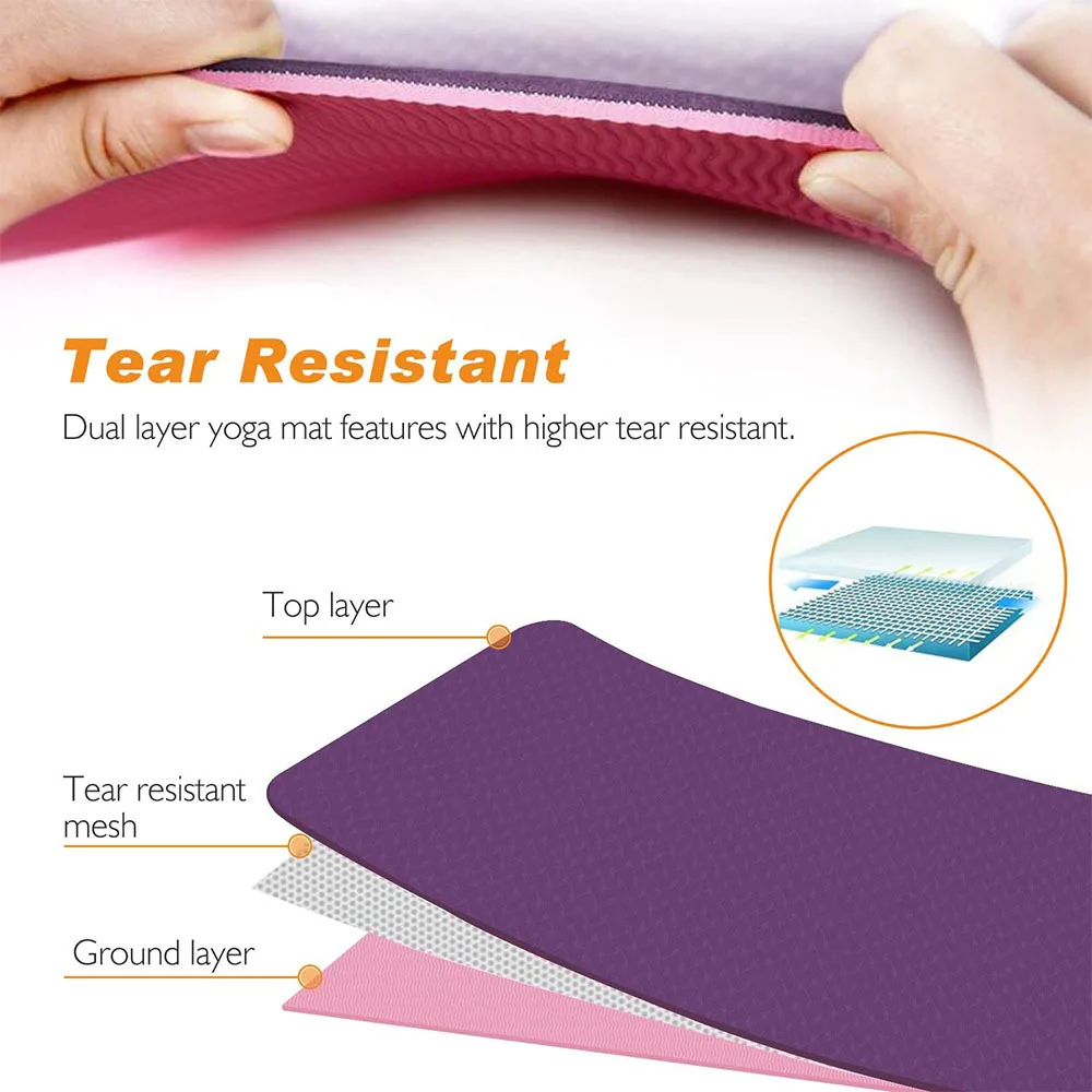 Environmentally Friendly Non-slip Natural Rubber Tpe Yoga Mat Two-color ...