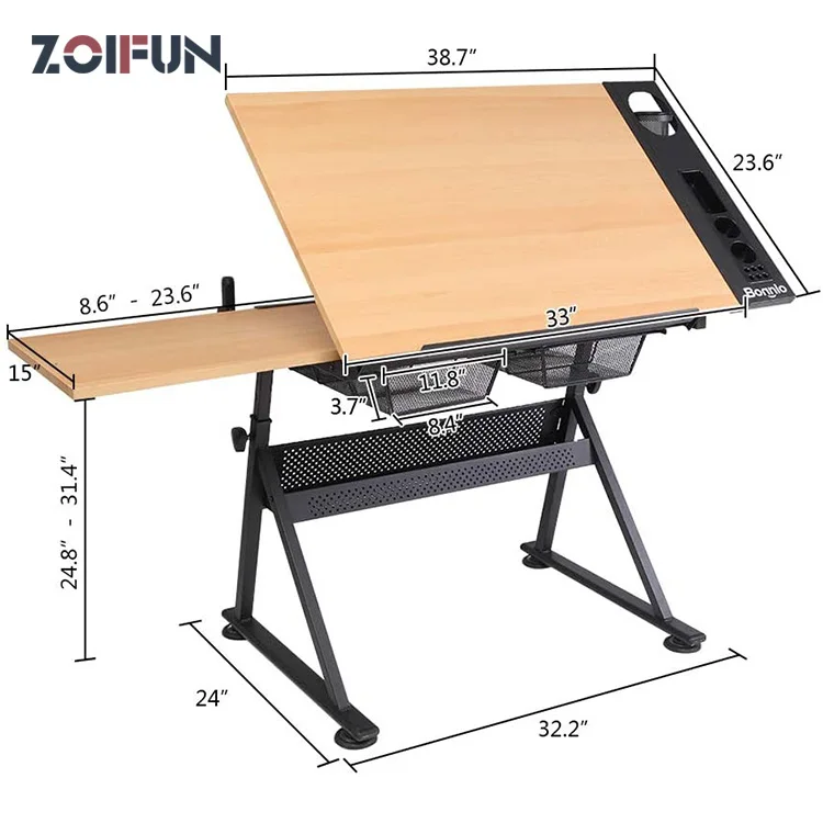 ZOIFUNOEMメーカー高さ調節可能木製エンジニアリング製図台学校用