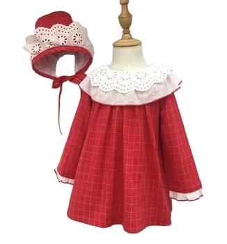 autumn long sleeve baby girls spanish dress red christmas kids outfit fashion vintage wholesale children's clothes boutiques