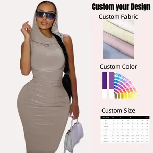 Solid Stretchy Sleeveless Hats Maxi Plus Size Dress Undefined 2026 Party Club Prom Summer Evening Elegant Women'S Clothes