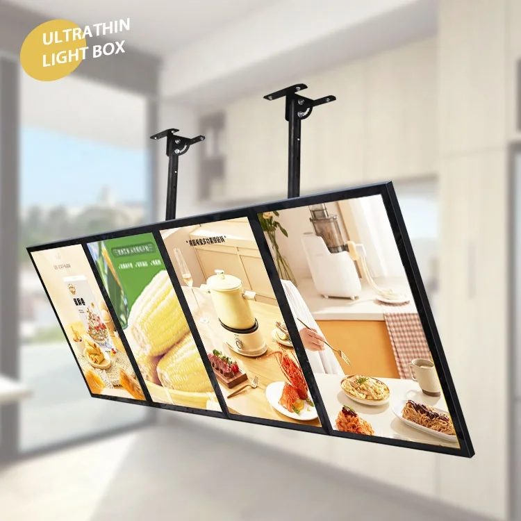 Fast Food Cafe Illuminated LED Menu Board Display Aluminum Frame with Acrylic PVC Backlit Advertising Light Box Ordering Food