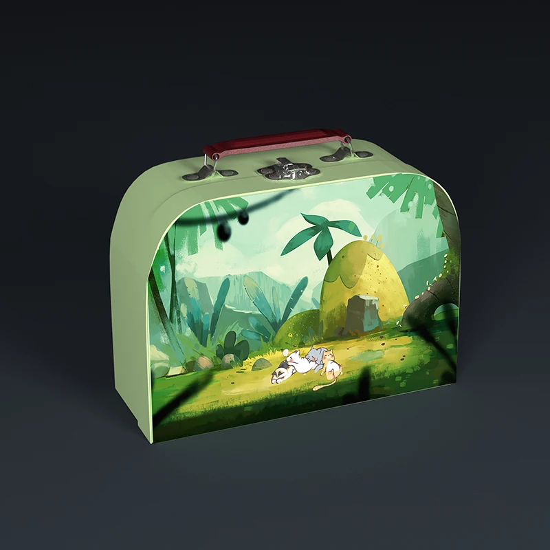 Kraft Paper Cardboard Suitcase with Handle Children Small Paper Suitcase
