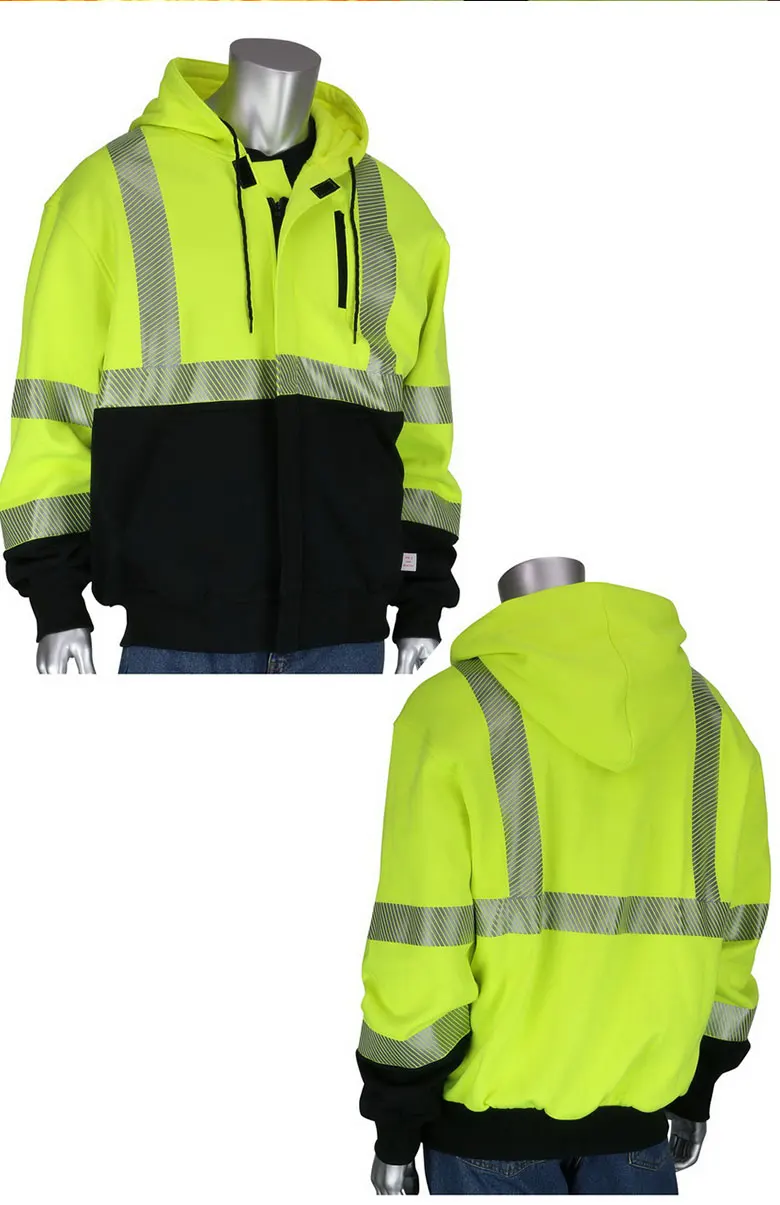 mens hi-viz vis high visibility jacket hoodie work