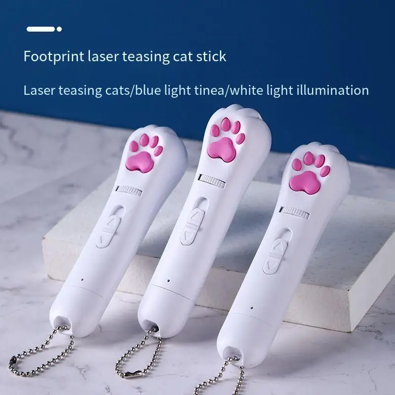 USB Rechargeable Interactive Pet Toys Multi-pattern Infrared Projection Paw Print Laser Cat Stick