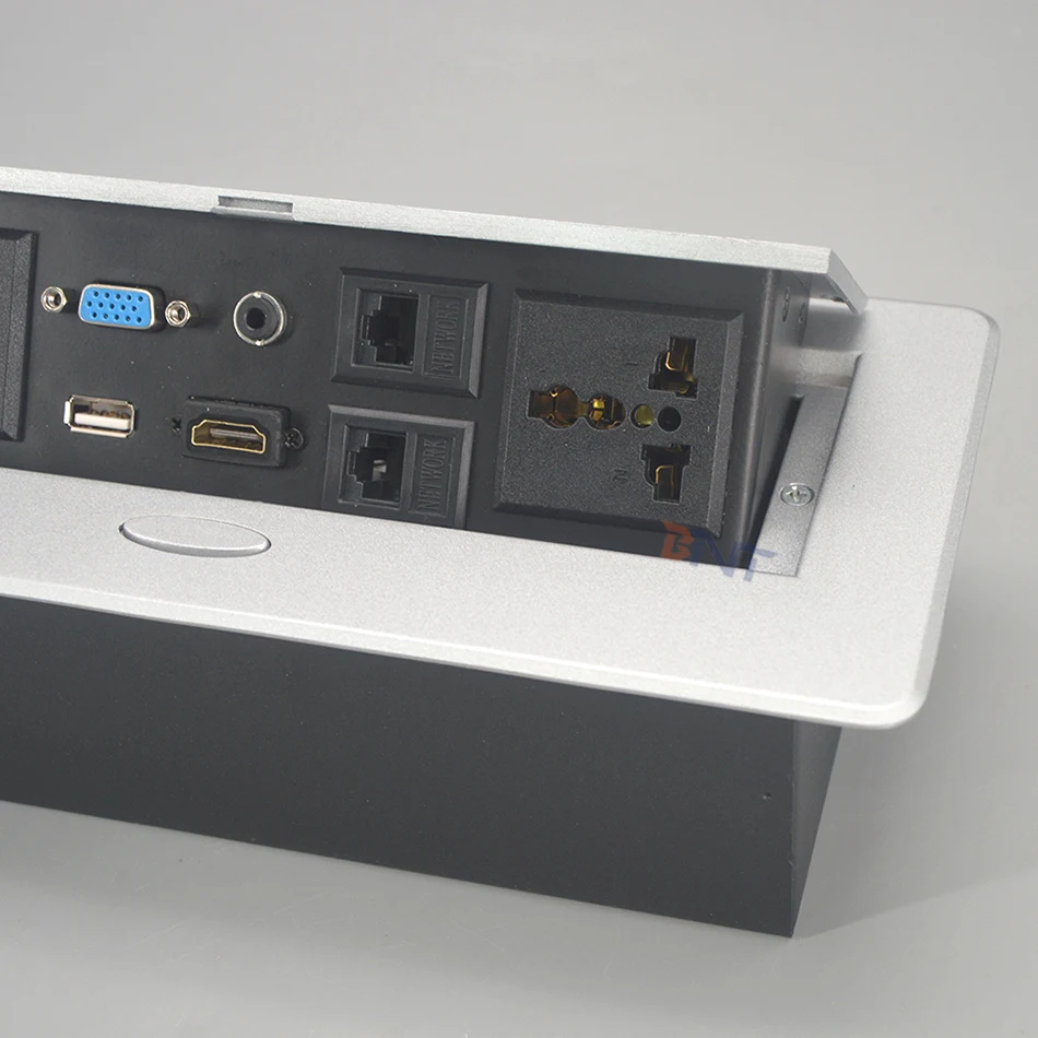 Recessed Office Meeting Table Pop up Desk Power Socket Outlet Zinc Alloy Tabletop Socket With Ce 30cm Wires USB Connector