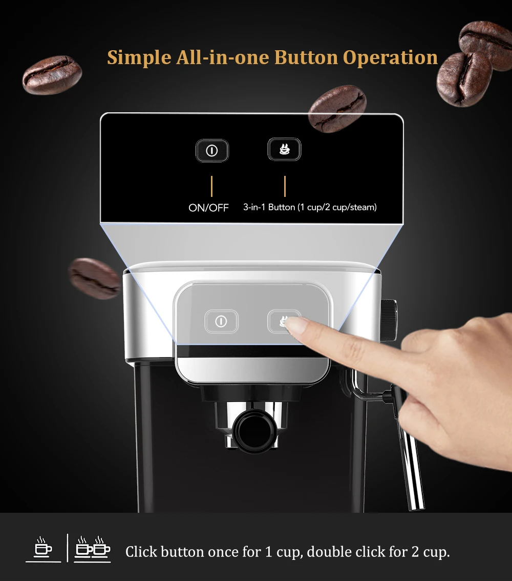 Mpump Pressure Steam Milk Frother Coffee Milk Frother Latte Steam Engine  Temperature Display One-button Cleaning - Coffee Makers - AliExpress