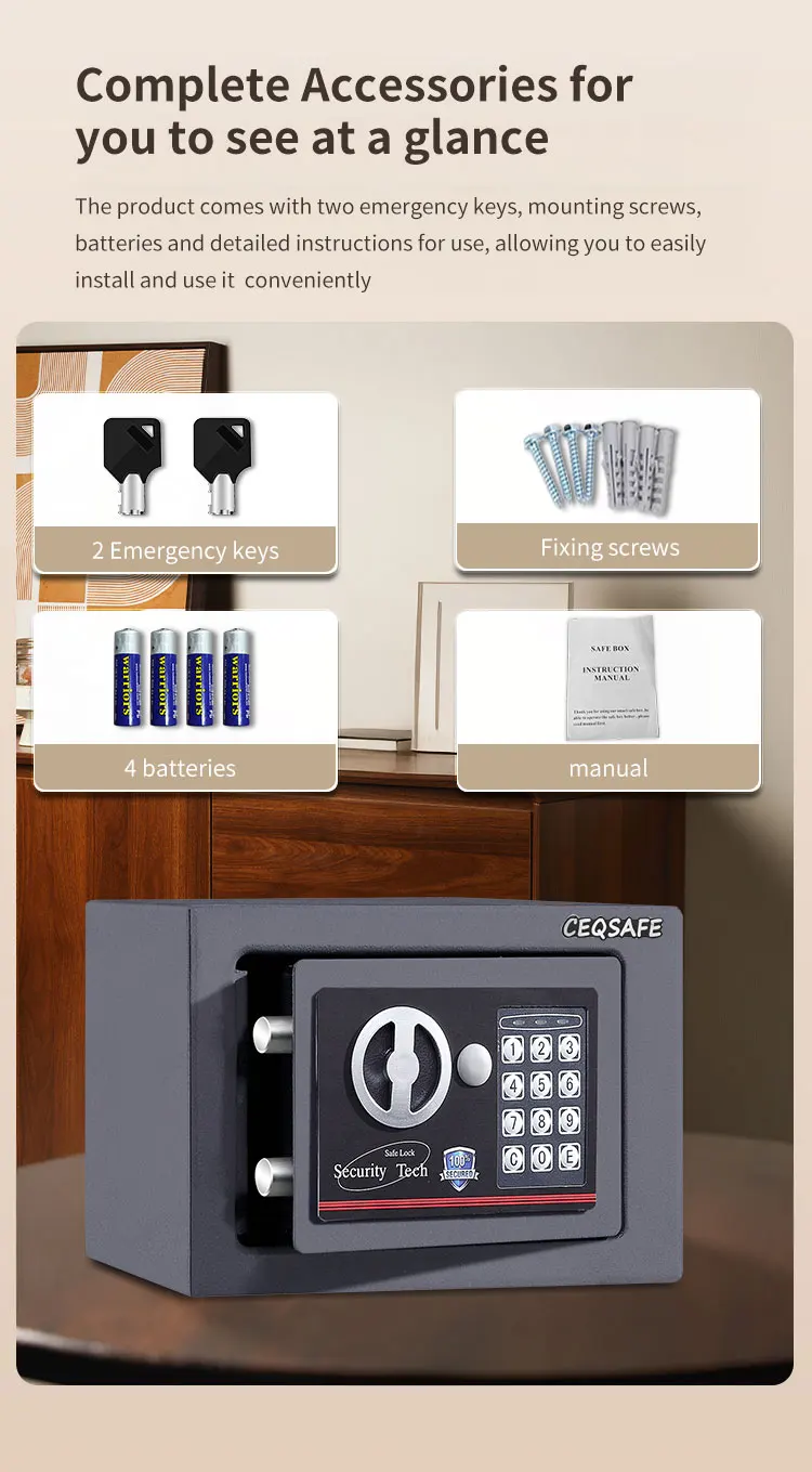 CEQSAFE Professional Small Digital Cash Drawer Deposit Safe Box for Money manufacture